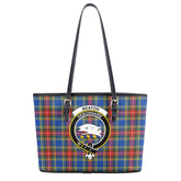 Beaton Modern Tartan Crest Leather Tote Bag